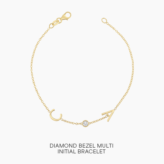 Diamond Bezel Multi Initial Bracelet