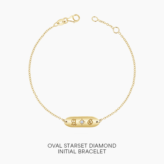 Oval Starset Diamond Initial Bracelet