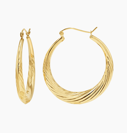 Large Croissant Twist Hoop Earrings