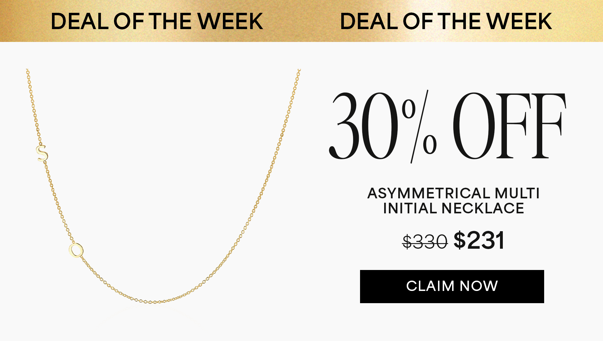 30% OFF 14K Gold Asymmetrical Multi Initial Necklace