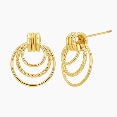 Trio Hoop Door Knocker Earrings