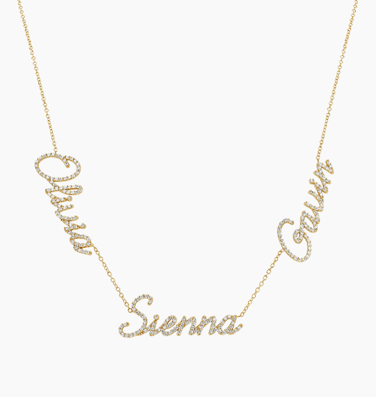 Multi Diamond Custom Script Name Necklace