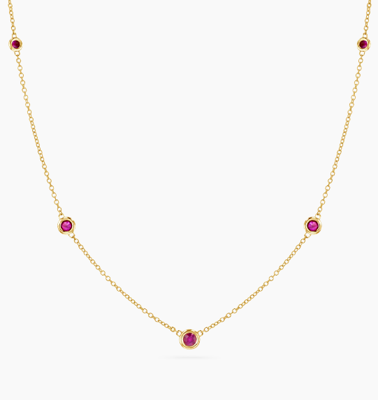 Ruby Bezel Strand Necklace