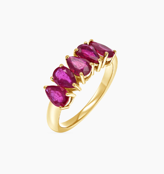 Pear Shape Ruby Half Eternity