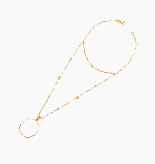 Diamond Starset Teardrop Bezel Hand Chain