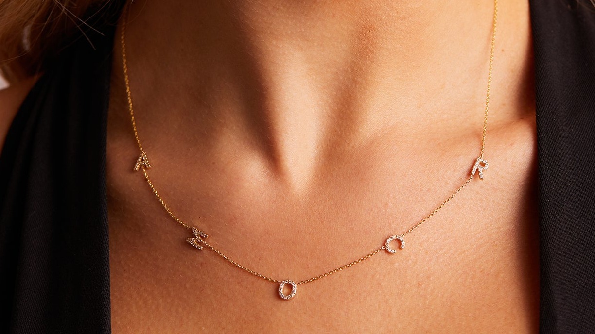 Diamond Asymmetrical Multi Initial Necklace