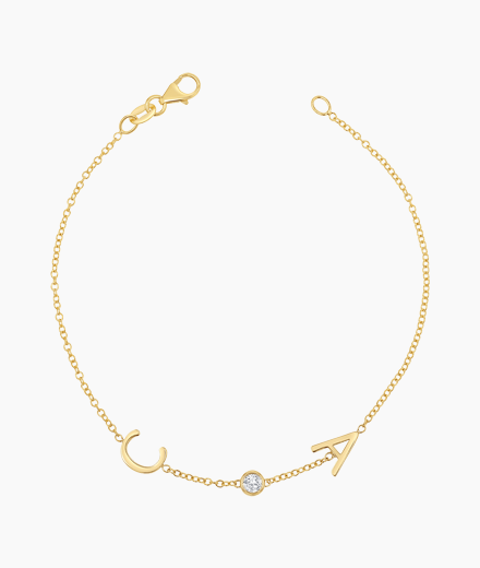 Diamond Bezel Multi Initial Bracelet