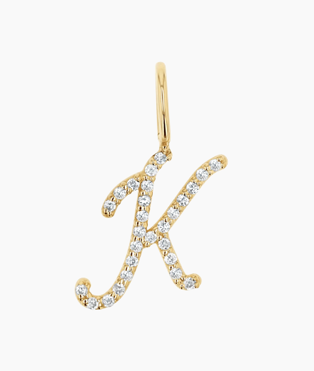 Diamond Script Letter Charm