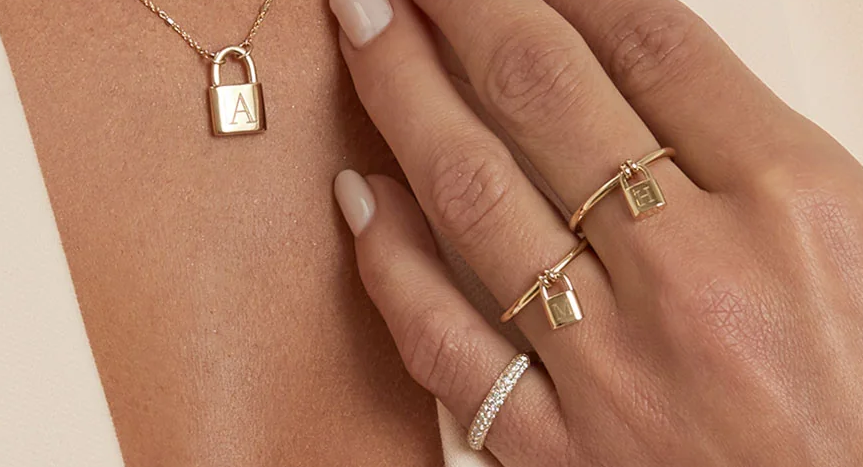 Engravable Initial Love Padlock Ring