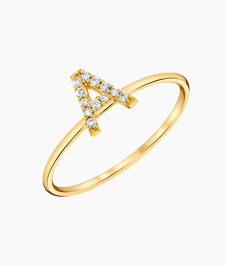 Diamond Pave Letter Ring
