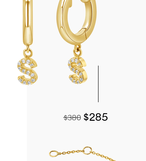 Diamond Initial Charm Drop Huggies