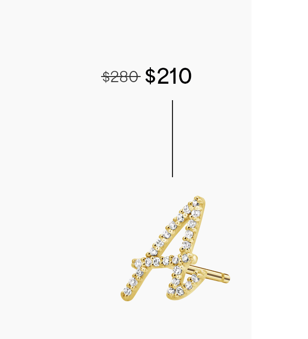 Diamond Pave Script Letter Stud