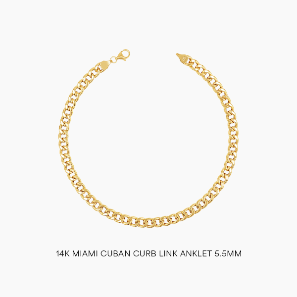 Shop 14K Miami Cuban Curb Link Anklet 5.5mm