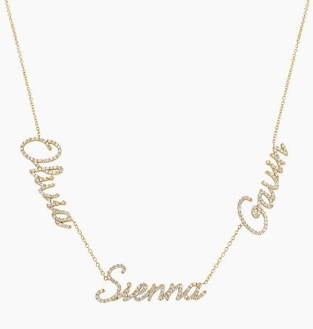 Multi Diamond Custom Script Name Necklace