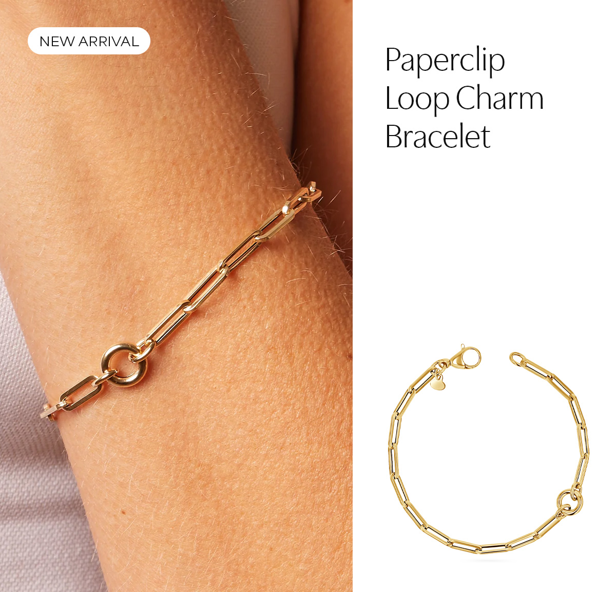 Paperclip Loop Charm Bracelet