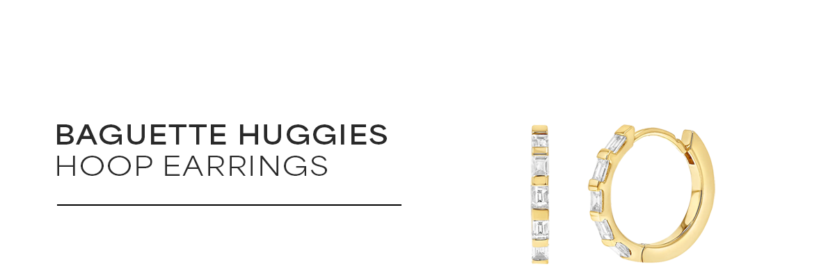 Baguette Huggies Hoop Earrings