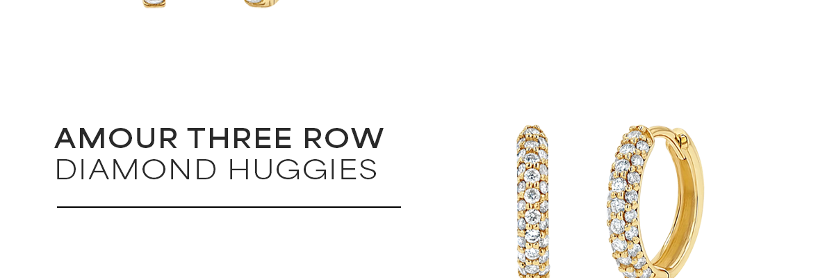 Amour Three Row Diamond Huggies