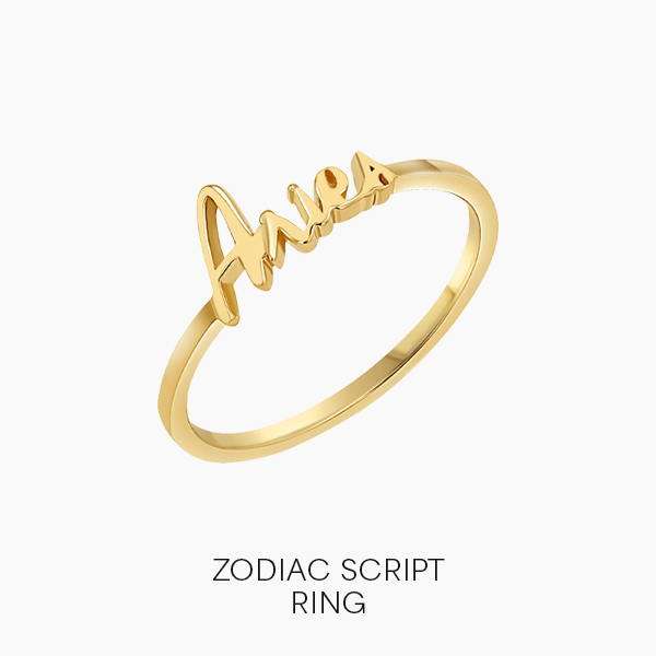Shop Zodiac Script Ring