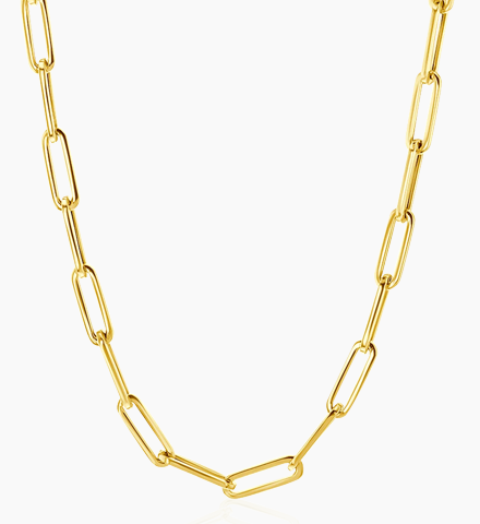 14K Large Paper Clip Chain Necklace