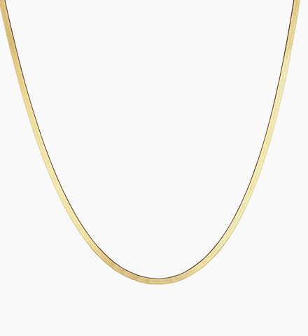 14K Gold Thin Herringbone Necklace 3mm