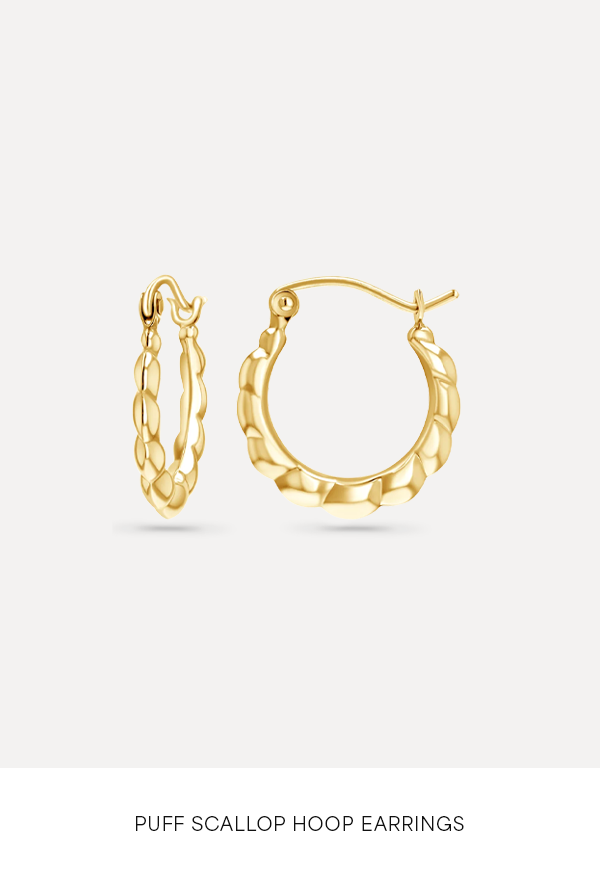 Puff Scallop Hoop Earrings