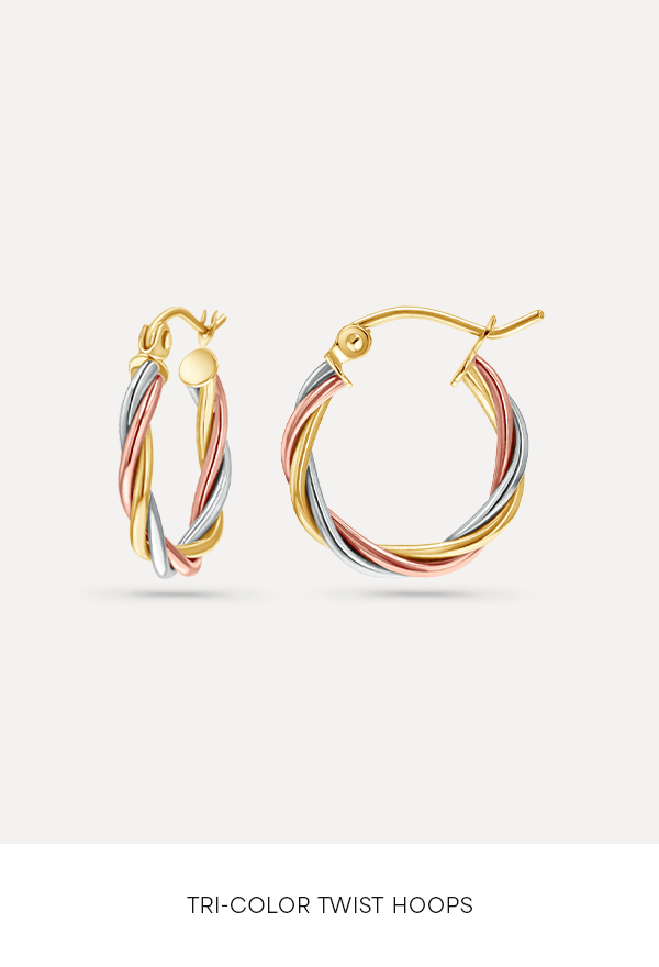 Tri-Color Twist Hoops