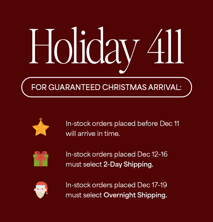 Holiday 411 - Christmas Cutoff Dates