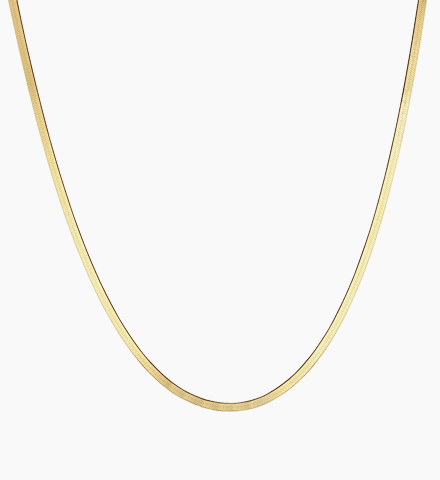 14K Gold Thin Herringbone Necklace 3mm