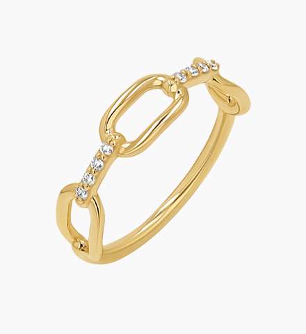 Diamond Bar Paper Clip Link Ring