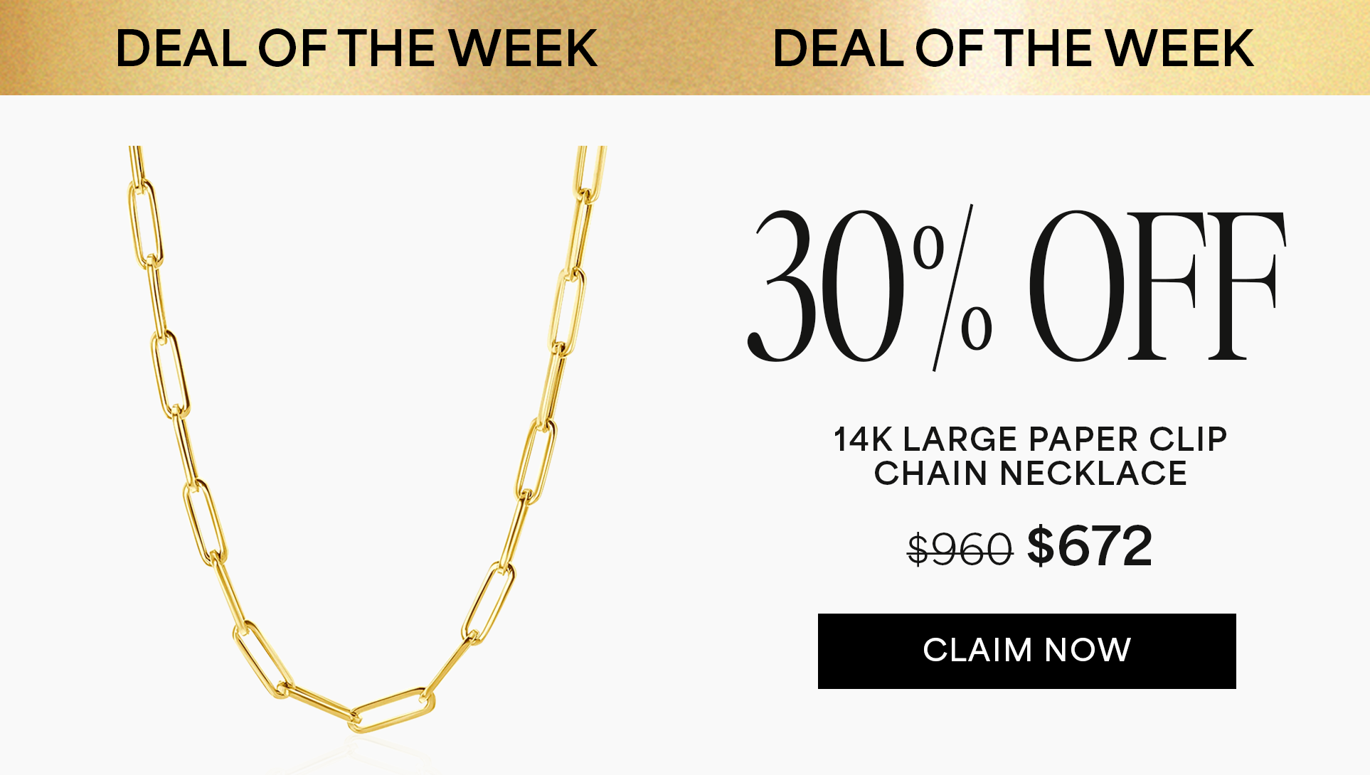 30% Off: 14K Large Paper Clip Chain Necklace