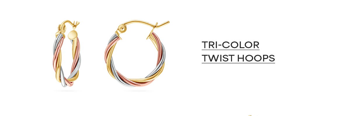 Tri-Color Twist Hoops