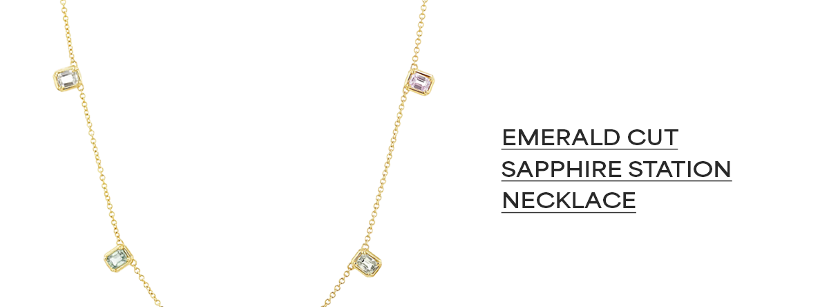 Emerald Cut Sapphire Station Necklace