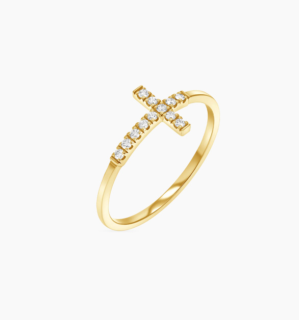 Pave Diamond Cross Ring