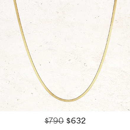 14K Gold Thin Herringbone Necklace 3mm