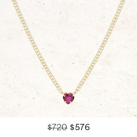 Ruby Heart Cuban Chain Necklace