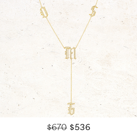 Diamond Old English Letter Drop Necklace