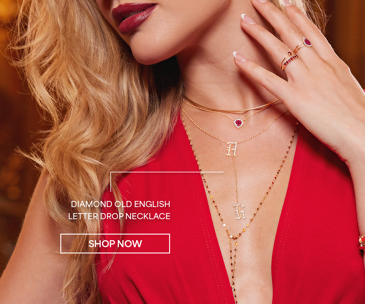 Diamond Old English Letter Drop Necklace