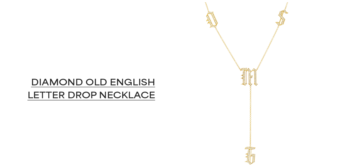 Diamond Old English Letter Drop Necklace