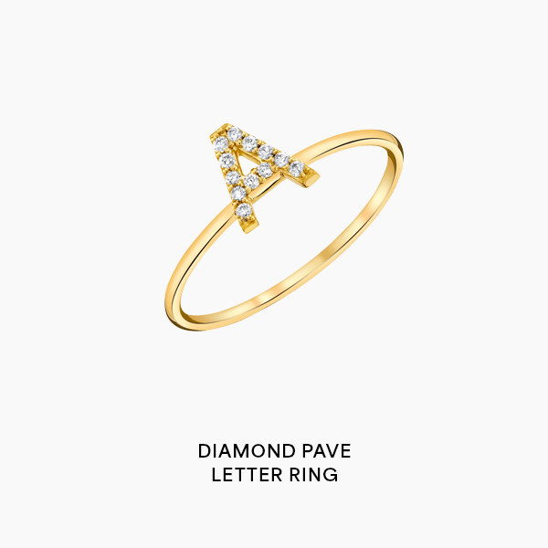 Diamond Pave Letter Ring