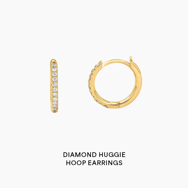 Diamond Huggie Hoop Earrings