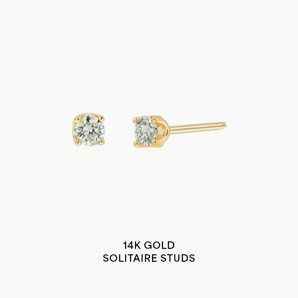 14K Gold Solitaire Studs