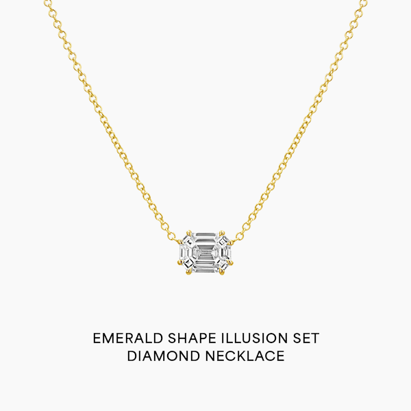 Emerald Shape Illusion Set Diamond Necklace