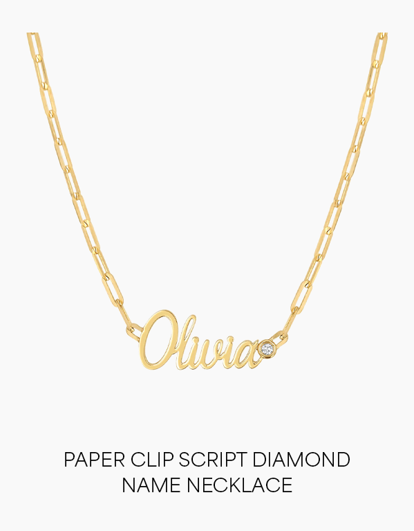 Paper Clip Script Diamond Name Necklace