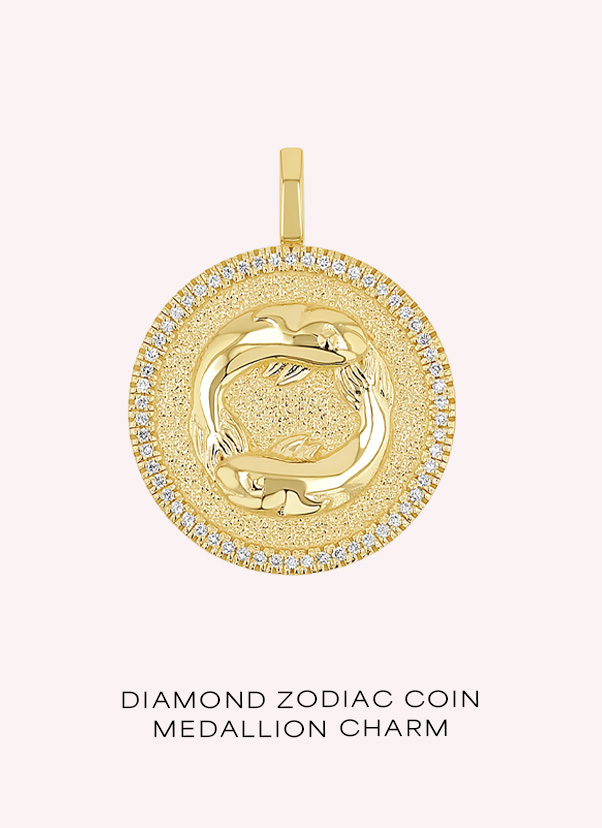 Diamond Zodiac Coin Medallion Charm