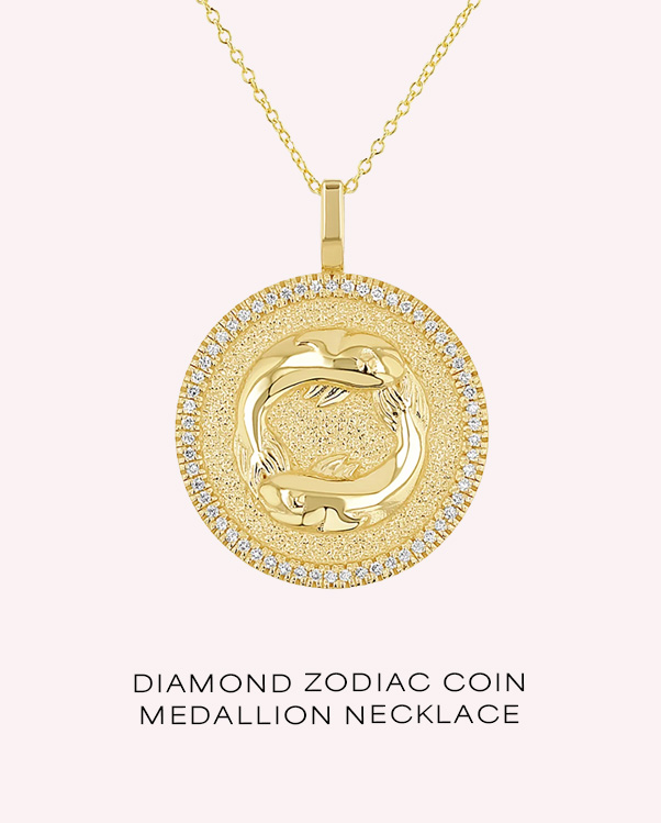 Diamond Zodiac Coin Medallion Necklace