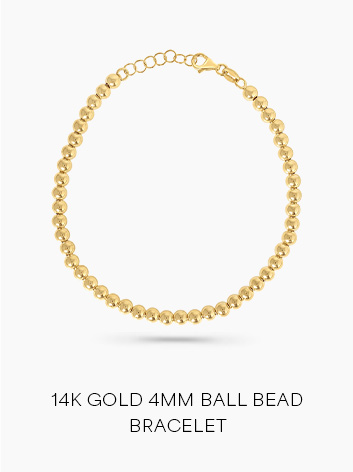14K Gold 4mm Ball Bead Bracelet