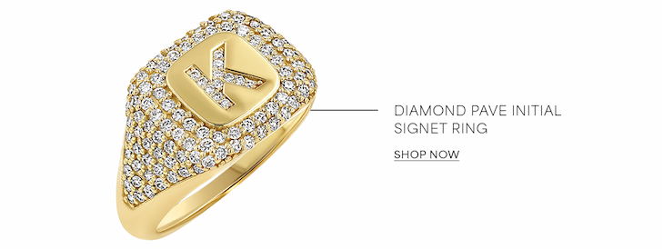 Diamond Pave Initial Signet Ring