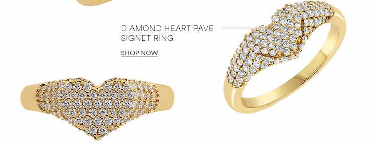 Diamond Heart Pave Signet Ring