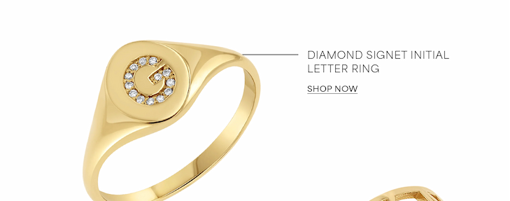 Diamond Signet Initial Letter Ring