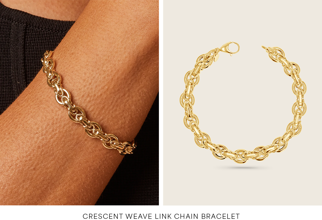 Crescent Weave Link Chain Bracelet